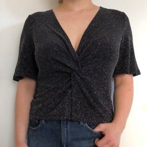 Sparkly twist front blouse
